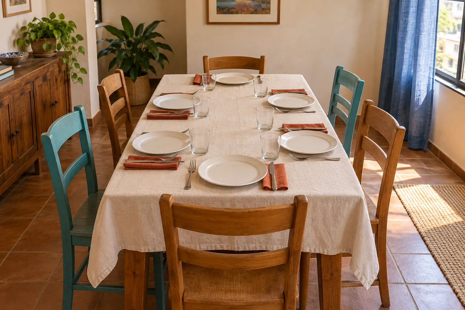 La mesa antes de que llegara la gente
