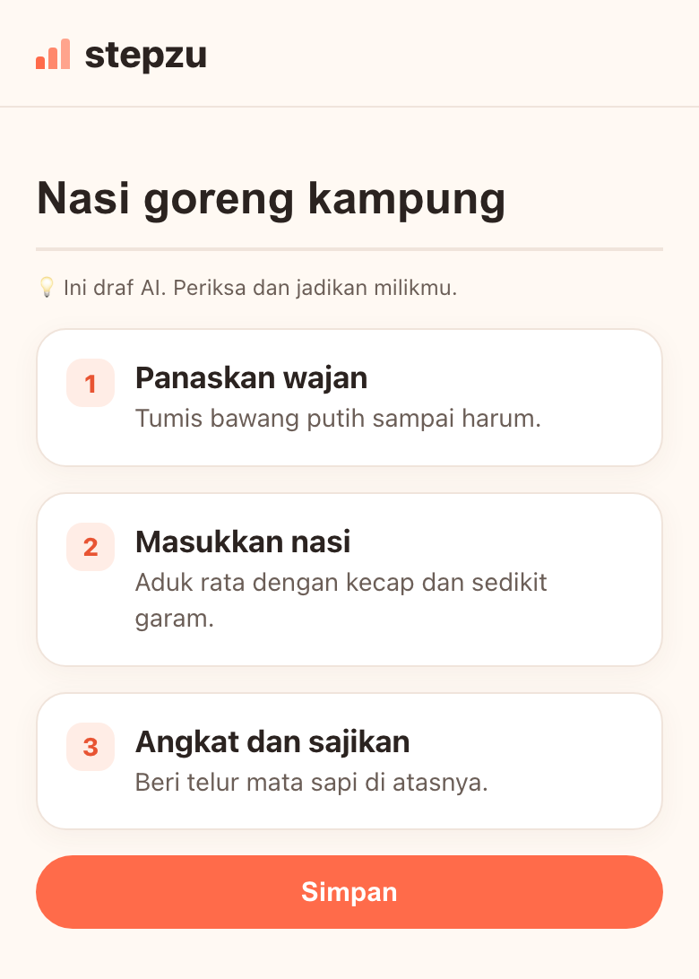 Terima susunan pertamanya