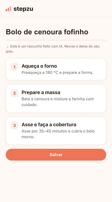 Deixe o Stepzu preparar os primeiros cartões