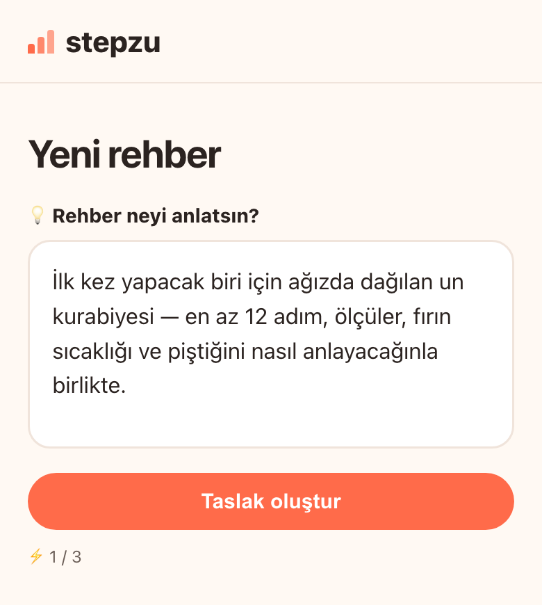 “Taslak iste”yi seçip ne istediğini yaz