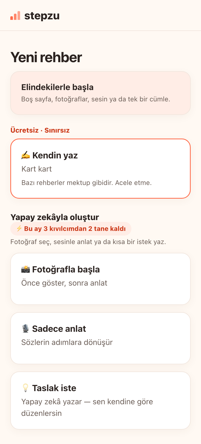 “Sadece anlat”ı seç