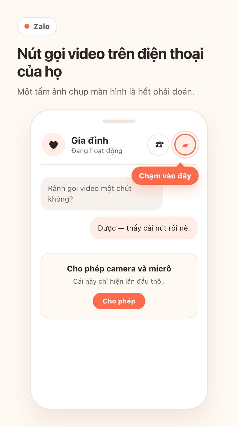 Chạm biểu tượng máy quay video